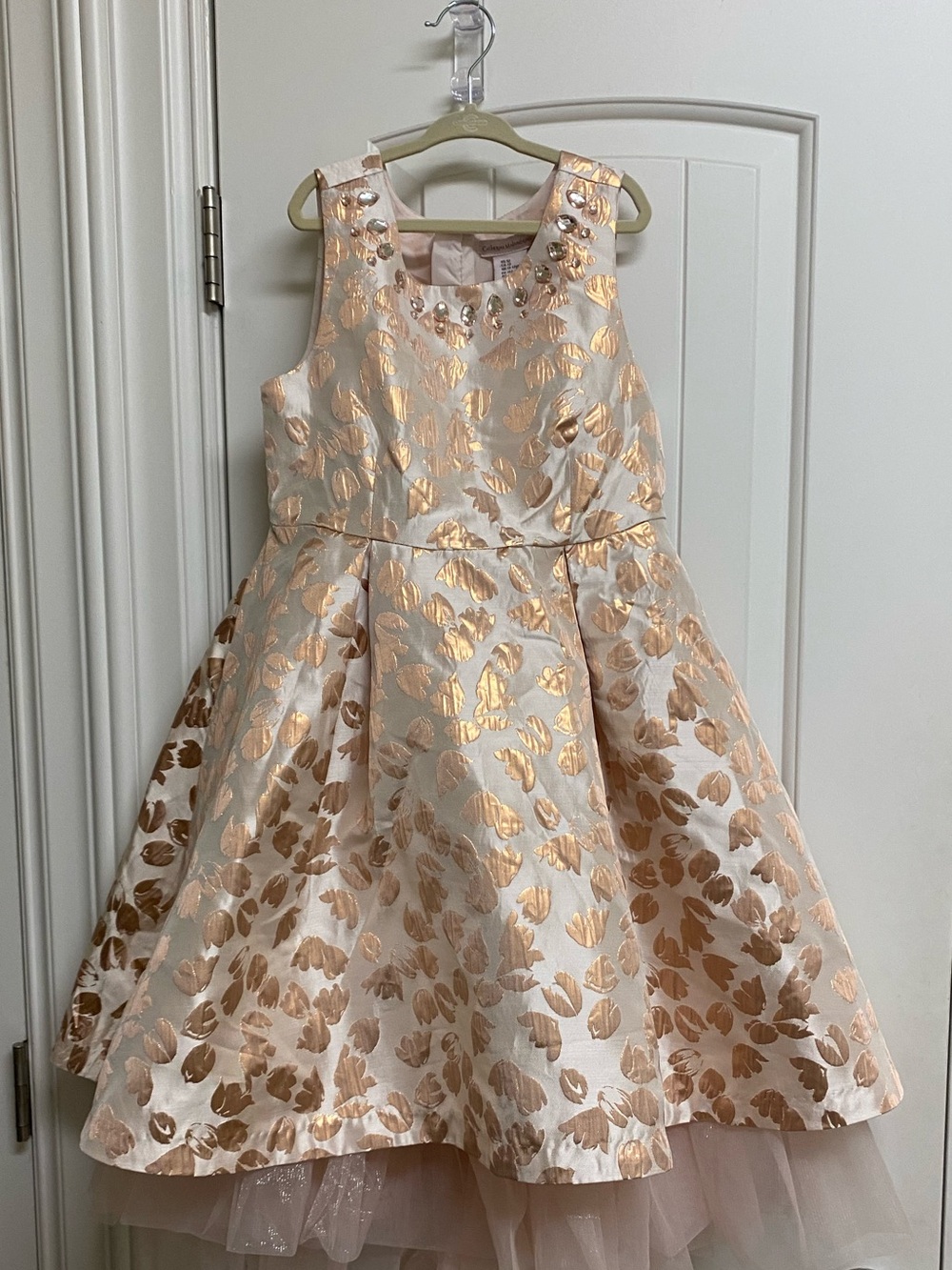 Girls Catherine Malandrino Rose Gold Floral Jacquard Party Dress 12